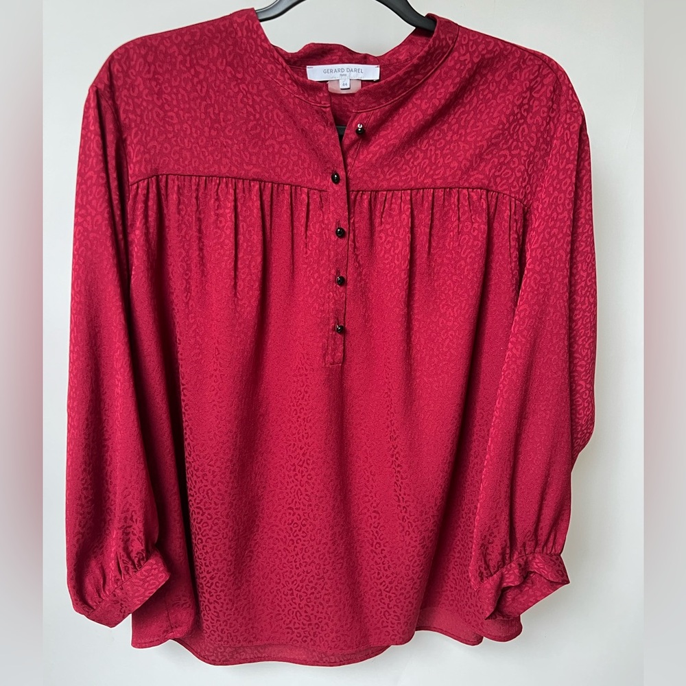 Gerard Darel Red Leopard Print Blouse